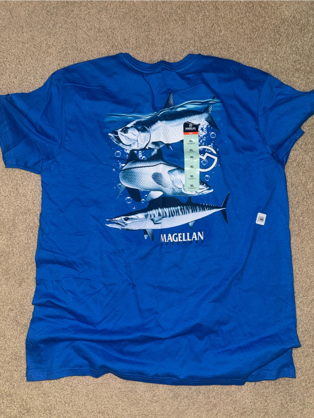 Magellan Outdoors Blue Graphic Fishing Short Sleeve Tee